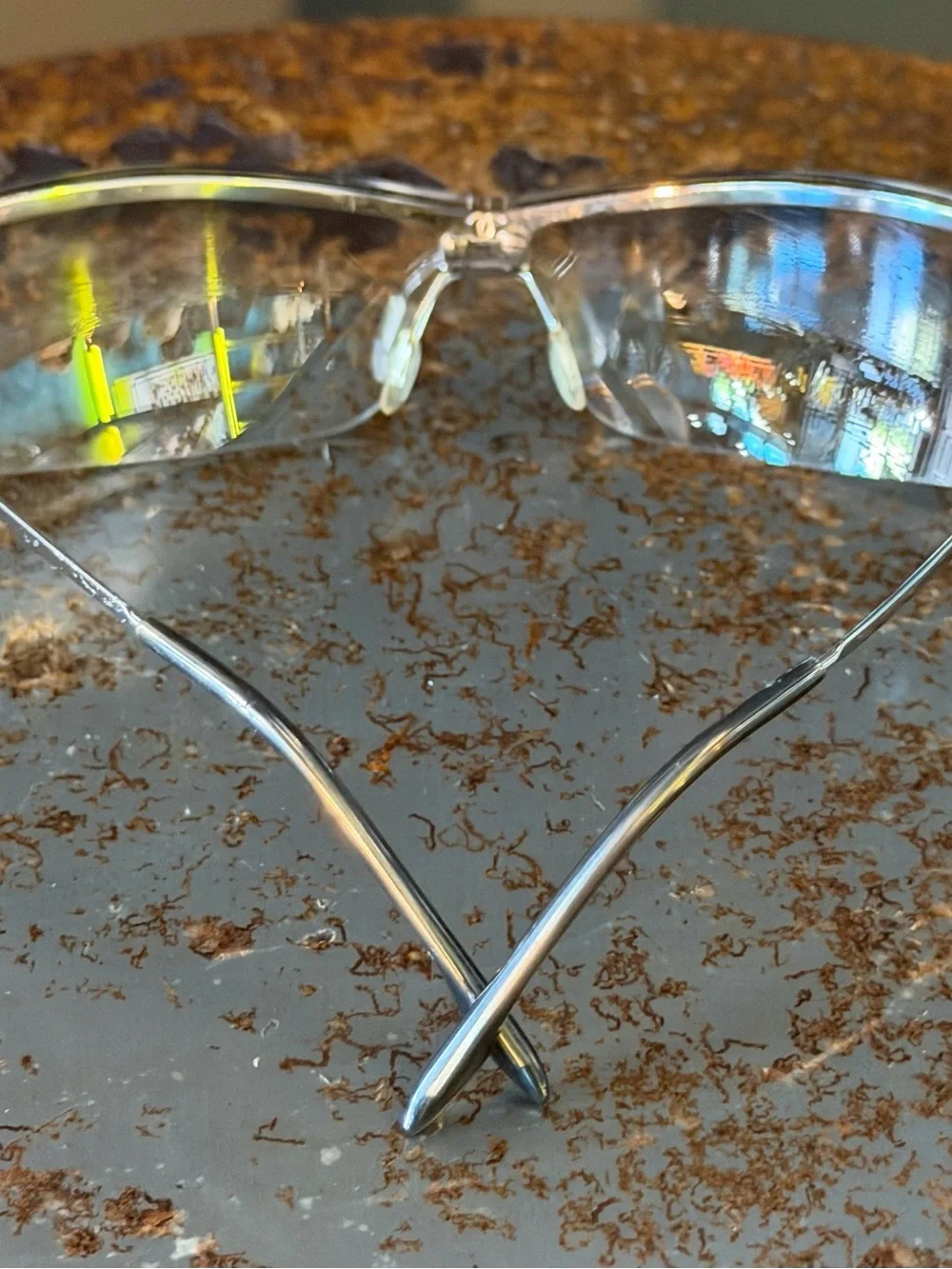 CHANEL Clear Rimless Shield Sunglasses with Silver Temples